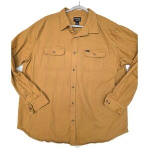 Guide Series Shirt Mens 2XLT Brown Solid Long Sleeve Button Front Cotton Casual